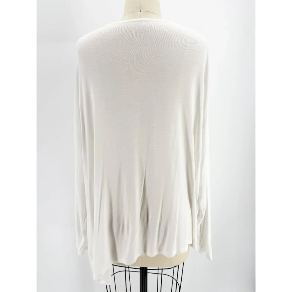 MAJESTIC FILATURES ASYMMETRICAL HEMLINE LONG SLEEVE TEE 3/M white - Picture 4 of 9